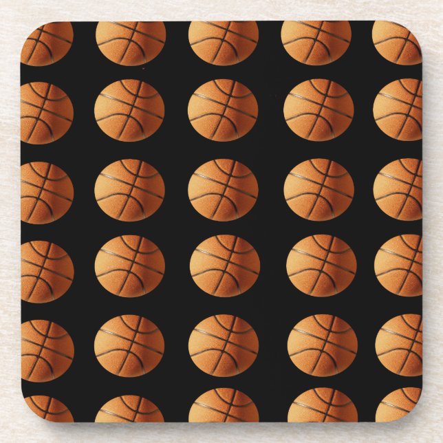 Orangefarbenes und schwarzes Basketballmuster, Untersetzer (Vorderseite)