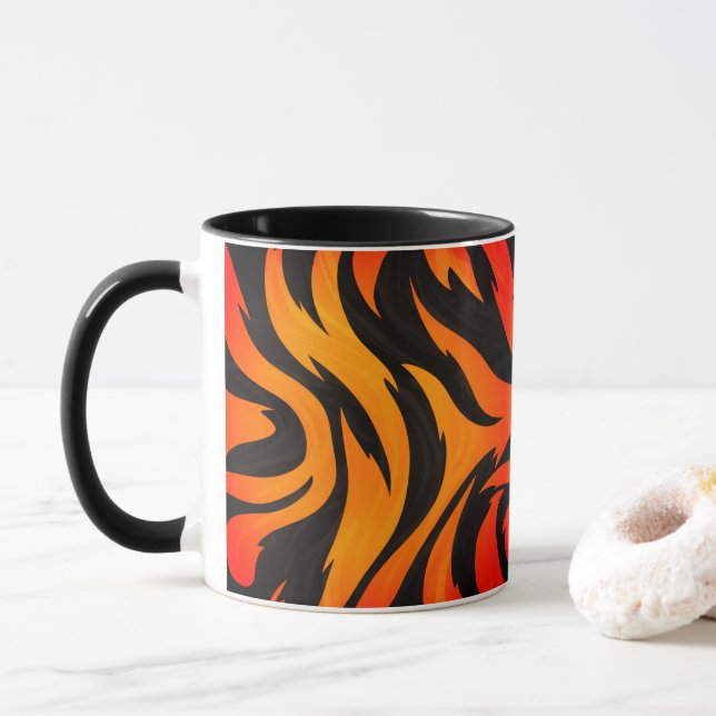 Orangefarbenes und schwarzes Design Tasse (Mit Donut)