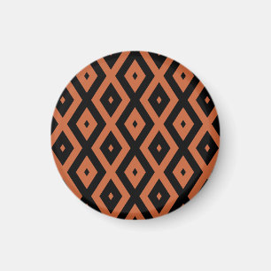 Orangefarbenes und schwarzes Diamantmuster Magnet