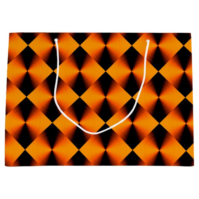 Orangefarbenes und schwarzes Muster Große Geschenktüte (Vorderseite)