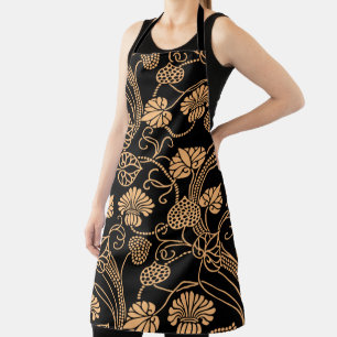 Orangefarbenes und schwarzes Tischset Schürze