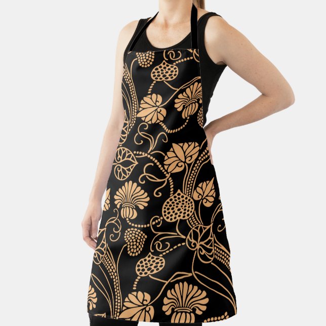 Orangefarbenes und schwarzes Tischset Schürze (InSitu)