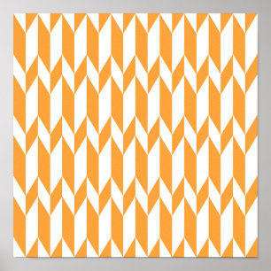 Orangefarbenes und weißes Abstraktes Grafikmuster. Poster