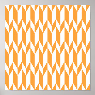Orangefarbenes und weißes Abstraktes Grafikmuster. Poster