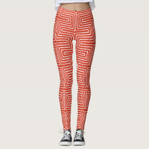 Orangefarbenes und weißes afrikanisches Gewand Leggings
