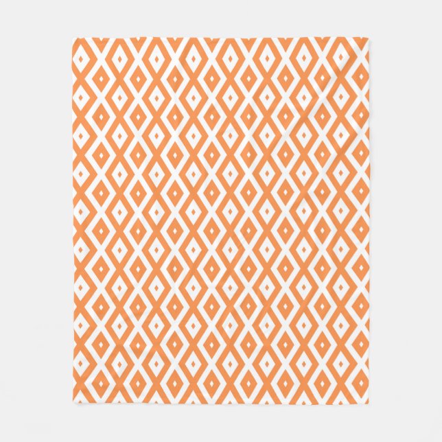 Orangefarbenes und weißes Diamantmuster Fleecedecke (Vorderseite)