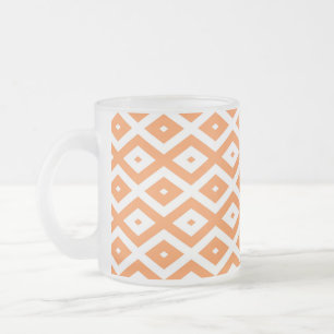 Orangefarbenes und weißes Diamantmuster Mattglastasse