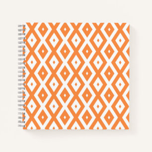 Orangefarbenes und weißes Diamantmuster Notizbuch