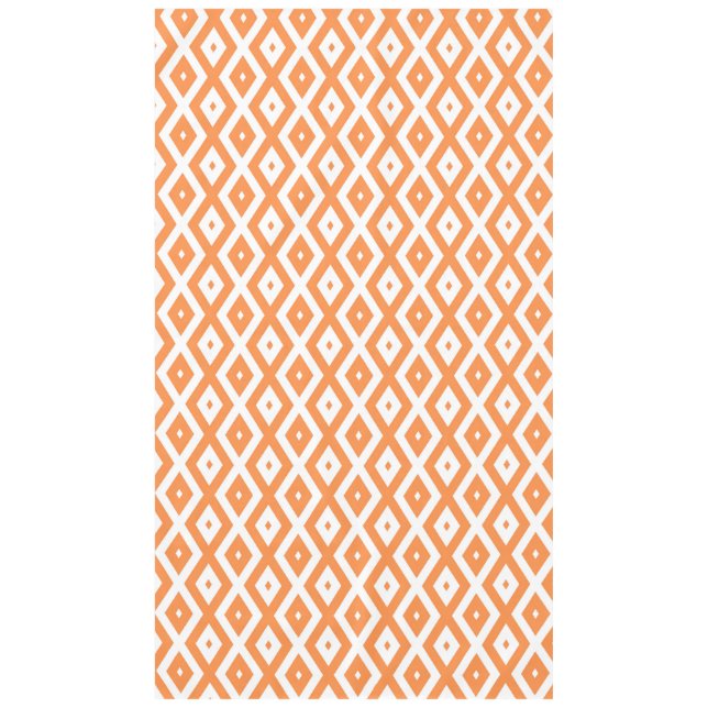 Orangefarbenes und weißes Diamantmuster Tischdecke (Vorderseite)