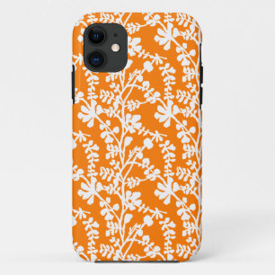 Orangefarbenes und weißes, florales Wiederholmuste Case-Mate iPhone Hülle