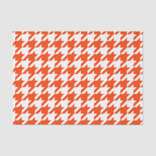 Orangefarbenes und weißes Hahnentrittmuster Karo Seidenpapier