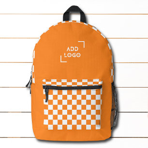 Orangefarbenes weißes Karo-Muster Bedruckter Rucksack