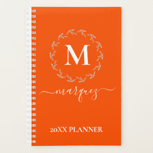 Orangefarbenes weißes Krängungsmonogramm Planer