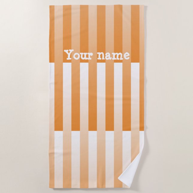 Orangefarbenes weißes Muster Strandtuch (Vorderseite)