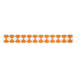 Orangefarbenes weißes Schachbrett Diamantmuster Satinband