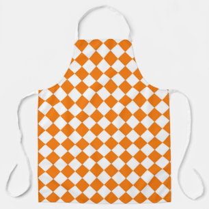 Orangefarbenes weißes Schachbrett Diamantmuster Schürze