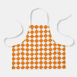 Orangefarbenes weißes Schachbrett Diamantmuster Schürze