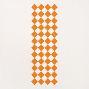 Orangefarbenes weißes Schachbrett Diamantmuster Yogamatte