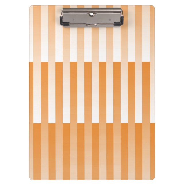 Orangefarbenes weißes Streifenmuster Klemmbrett (Vorderseite)