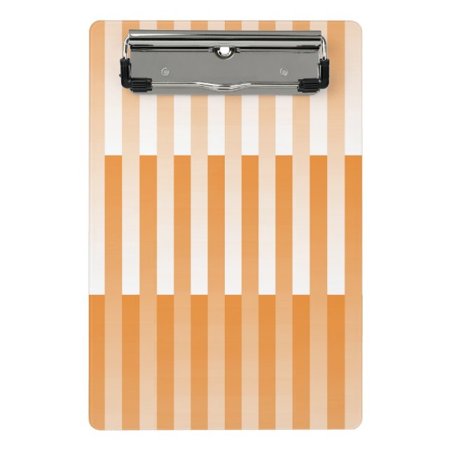 Orangefarbenes weißes Streifenmuster Mini Klemmbrett (Vorderseite)