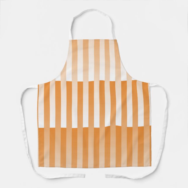 Orangefarbenes weißes Streifenmuster Schürze (Vorderseite)