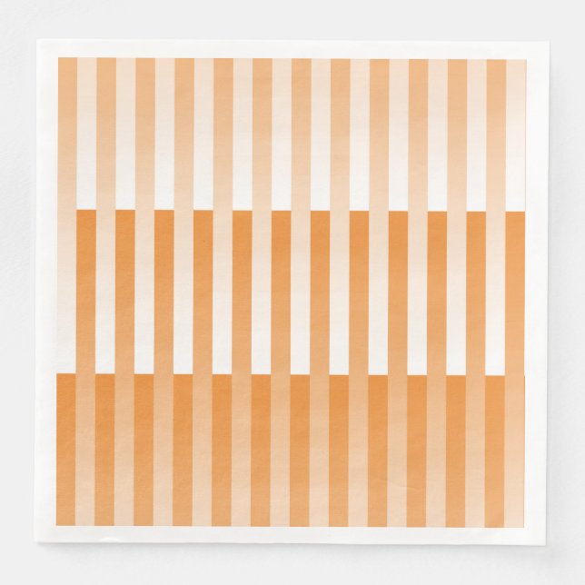 Orangefarbenes weißes Streifenmuster Serviette (Vorderseite)