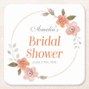 Orangefarbenes, zartes Brautparty Rechteckiger Pappuntersetzer