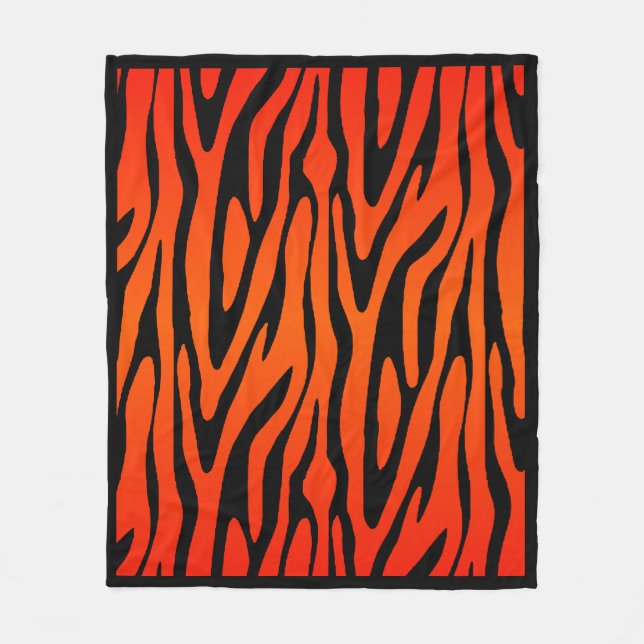 Orangefarbenes Zebra-Skin-Muster Fleecedecke (Vorderseite)