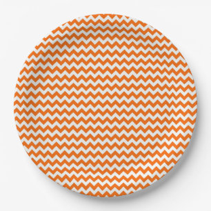 Orangefarbenes Zickzack Zigzag-Muster Pappteller