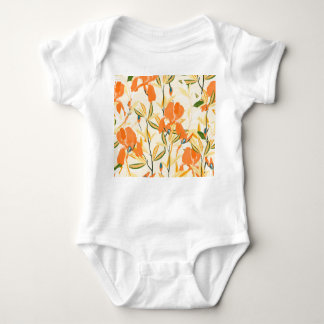 Orangefärbte Reisen: nahtlose Blumenmuster Baby Strampler