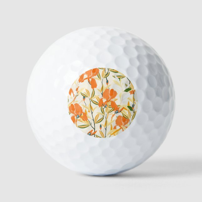 Orangefärbte Reisen: nahtlose Blumenmuster Golfball (Vorderseite)