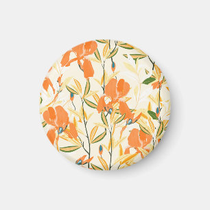 Orangefärbte Reisen: nahtlose Blumenmuster Magnet