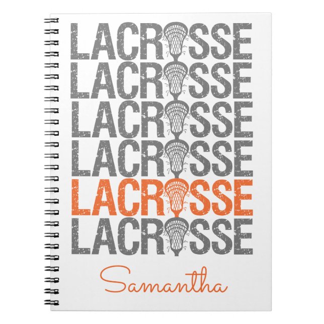 Orangefärbtes Lacrosse Word Notizblock (Vorderseite)