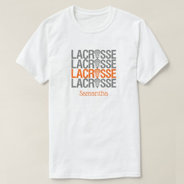 Orangefärbtes Lacrosse Word T-Shirt (Design vorne)