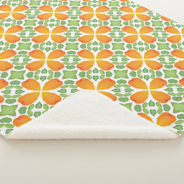Orangeflieste blumengeschmückte Blume Sherpadecke (3/4)