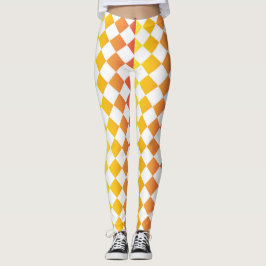 Orangegelb-roter Farbverlauf Diamant Karomuster Leggings