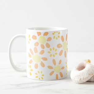 Orangegelbe Gänseblümchen-Wasserfarbenmuster Kaffeetasse