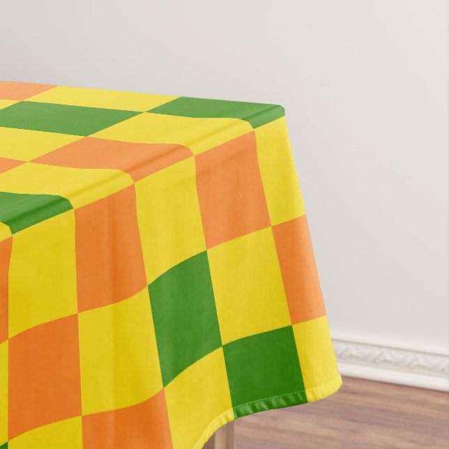 Orangegelbe grün karierte Musterdesign  Tischdecke (Beispiel)