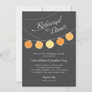 Orangegelbe Lampions Hochzeitsprobe Abendessen Einladung