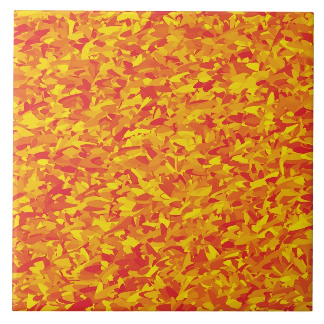 Orangegelbes abstraktes Muster Fliese (Vorderseite)