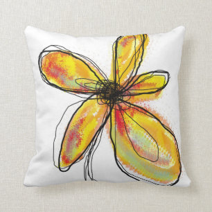 Orangegelbes Blumenkissen Kissen