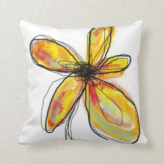 Orangegelbes Blumenkissen Kissen