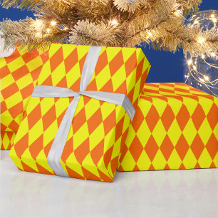 Orangegelbes Harlekin-Karomuster  Geschenkpapier