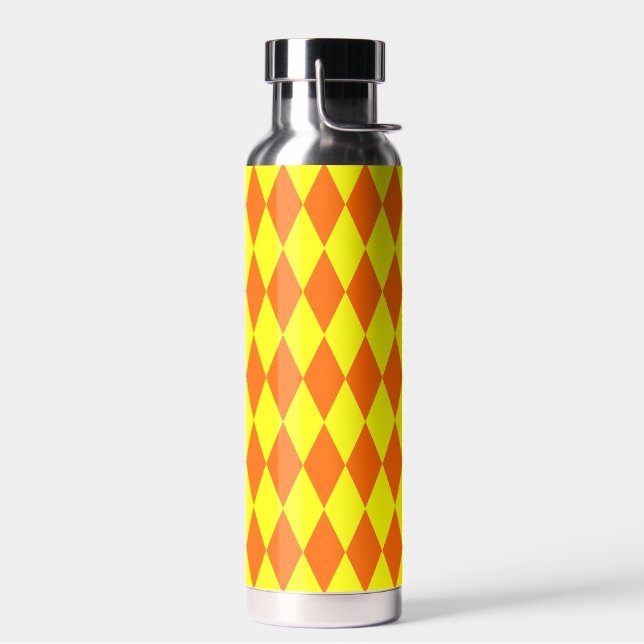 Orangegelbes Harlekin-Karomuster  Trinkflasche (Links)