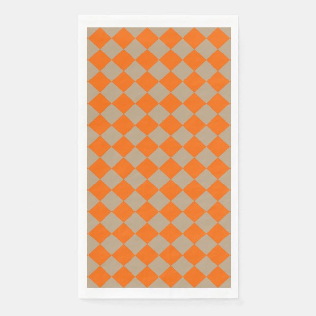 Orangegrau kariert Diamantmuster Serviette (Vorderseite)
