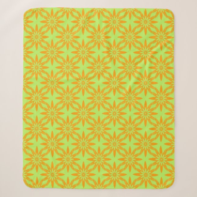 Orangegrüner Blumen nahtloses Muster Sherpadecke (Vorderseite)