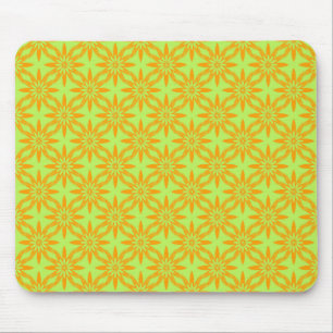 Orangegrünes Blumen nahtloses Muster Mousepad
