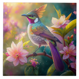 Orangekammener Regenbogenhäher Fantasy-Vogel Fliese