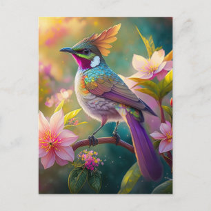 Orangekammener Regenbogenhäher Fantasy-Vogel Postkarte