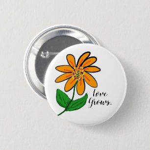 Orangelbe Blume Button